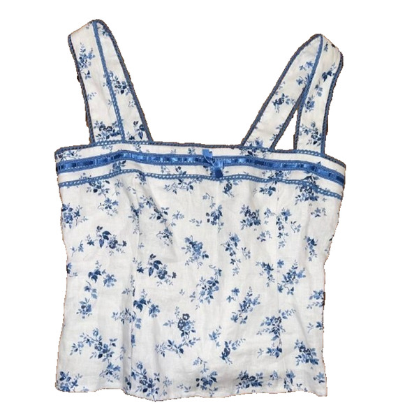 Reformation Eloise Linen Square Neck Tank Top Orlaya Medium A004686 - Picture 4 of 10